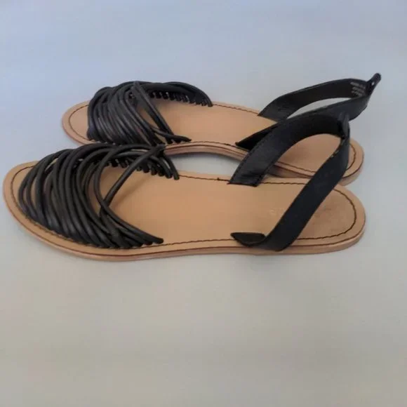 Topshop Black Strappy Sandals Size 9.5 / 40 - Picture 4 of 6